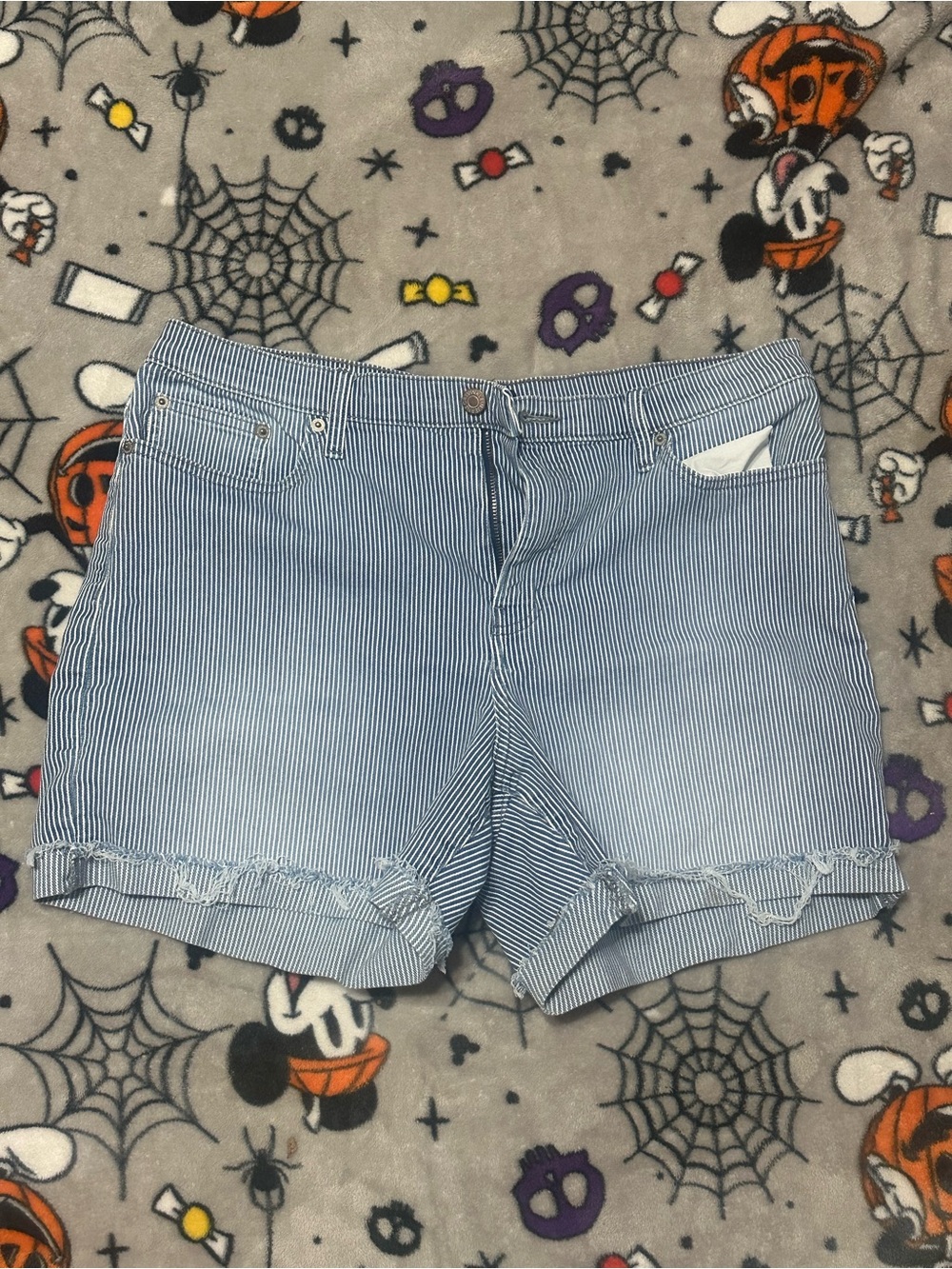 Calvin Klein Jeans Light Blue & White Striped Denim Shorts